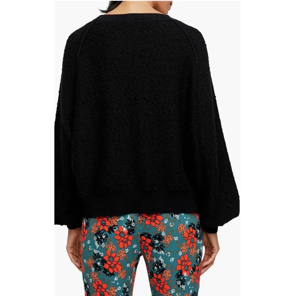 Free People Found My Friend Black Boucle Oversized Sweater‎ Womens Size Small